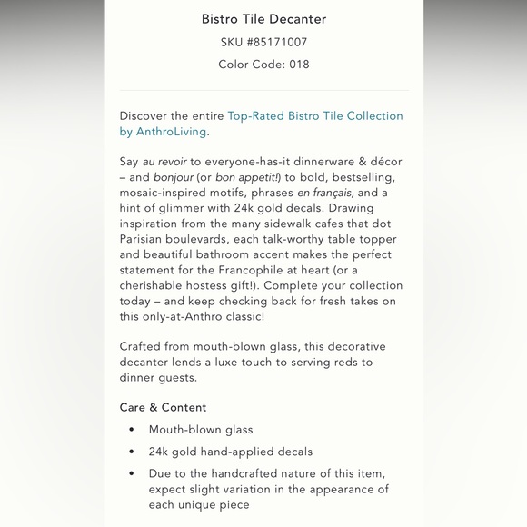LAST ONE🔥Bistro Tile Decanter - Picture 7 of 11